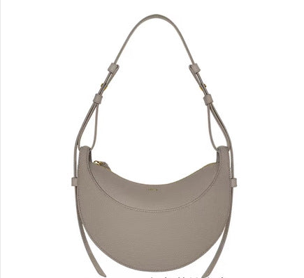 Litchi Pattern Crescent Genuine Leather Bag-Celiavida