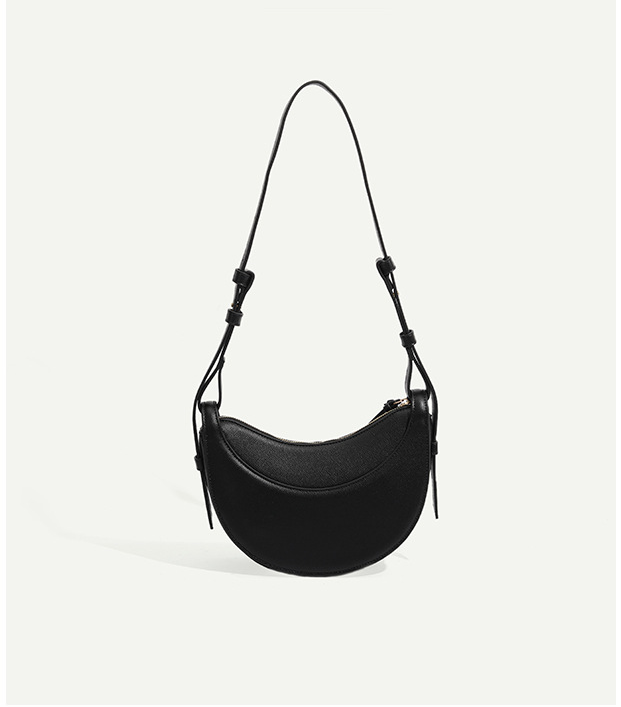 Litchi Pattern Crescent Genuine Leather Bag-Celiavida